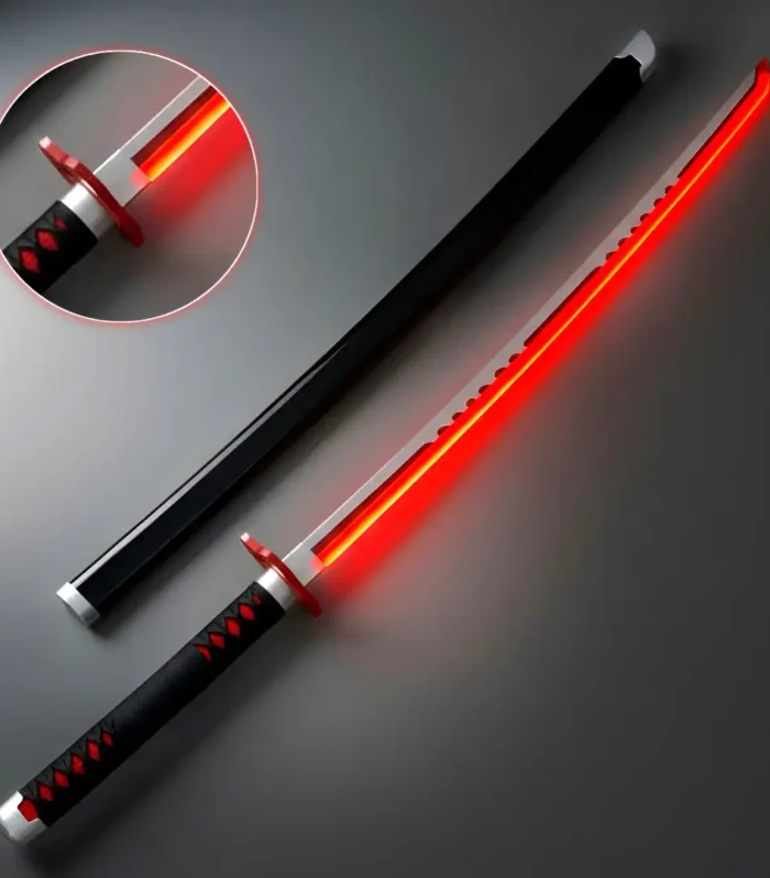 Tanjiro Black & Silver Led Wooden Katana 104cm (Demon Slayer)