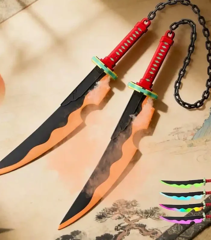 Tengen Uzui Katanas Pair of 2 RGB Sounds & Smoke (Demon Slayer)